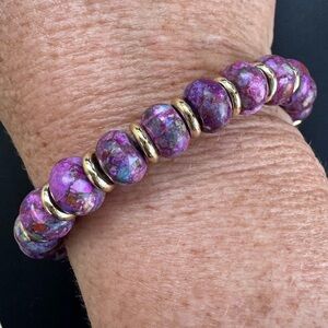 Kendra Scott Rebecca Bronze Veined Purple Turquoise Stretch Bracelet